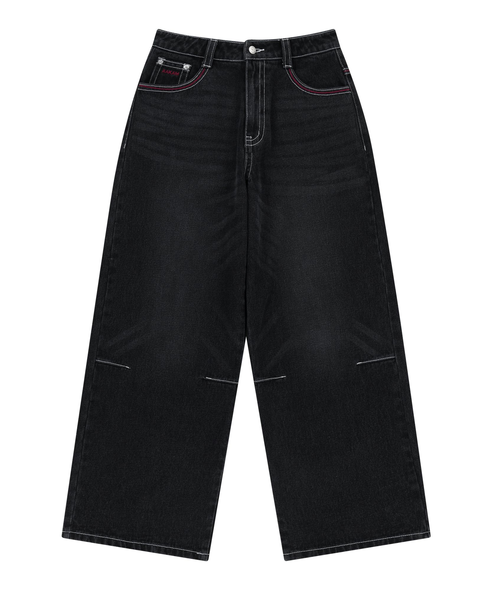 MUSINSA | AAKAM CROS2 Washed Denim Pants (Black)