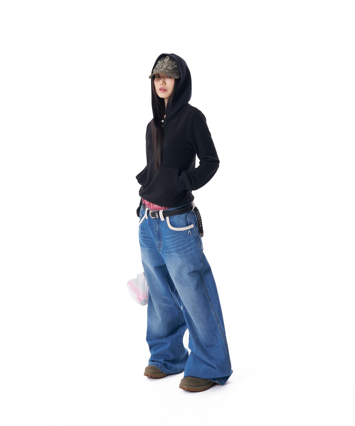 아캄(AAKAM) Contrast Washed Denim Pants (Blue)
