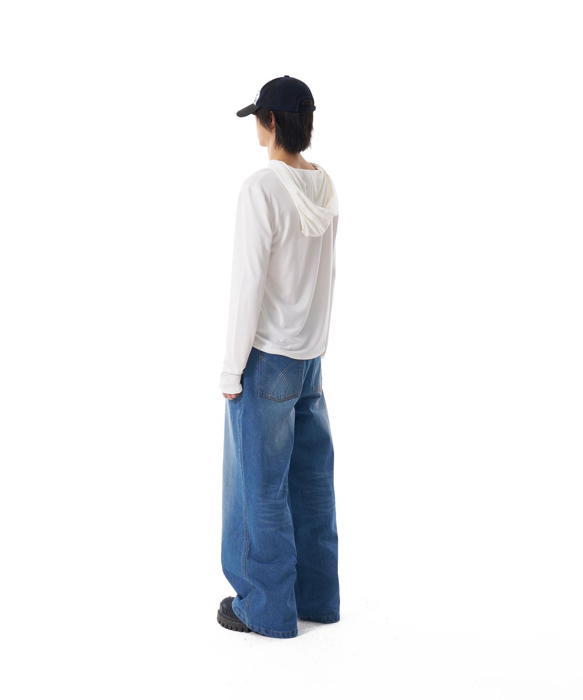 아캄(AAKAM) Contrast Washed Denim Pants (Blue)