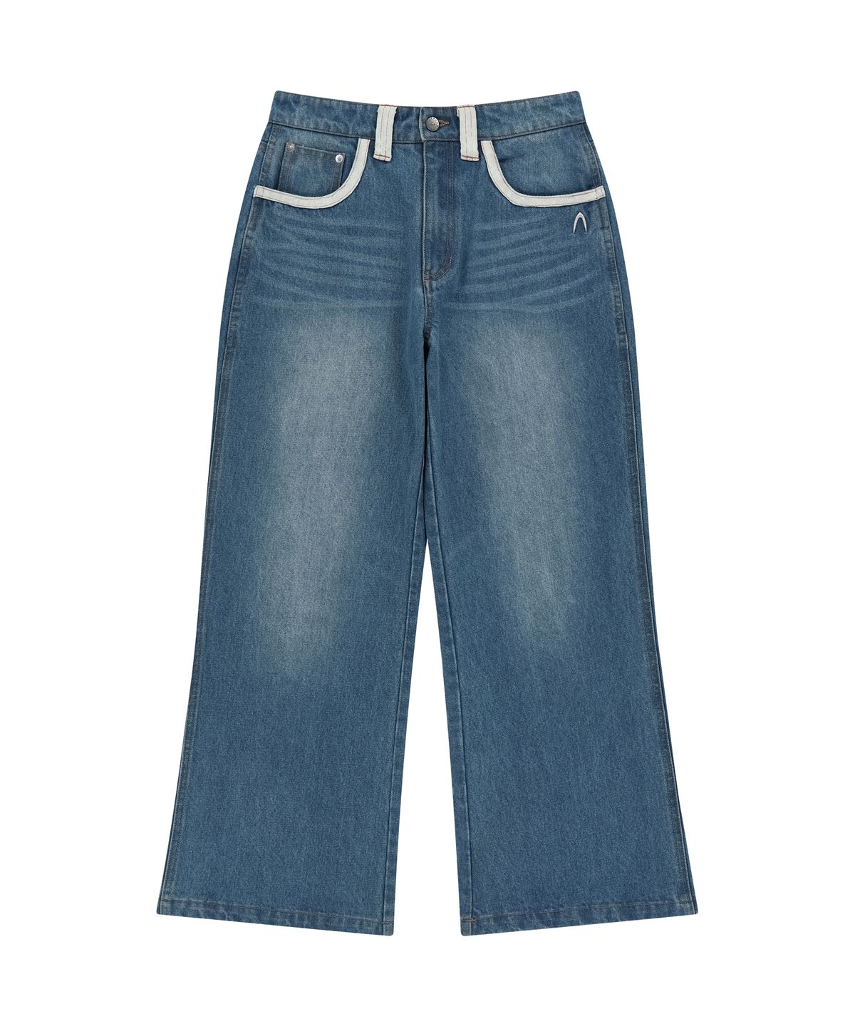 아캄(AAKAM) Contrast Washed Denim Pants (Blue)