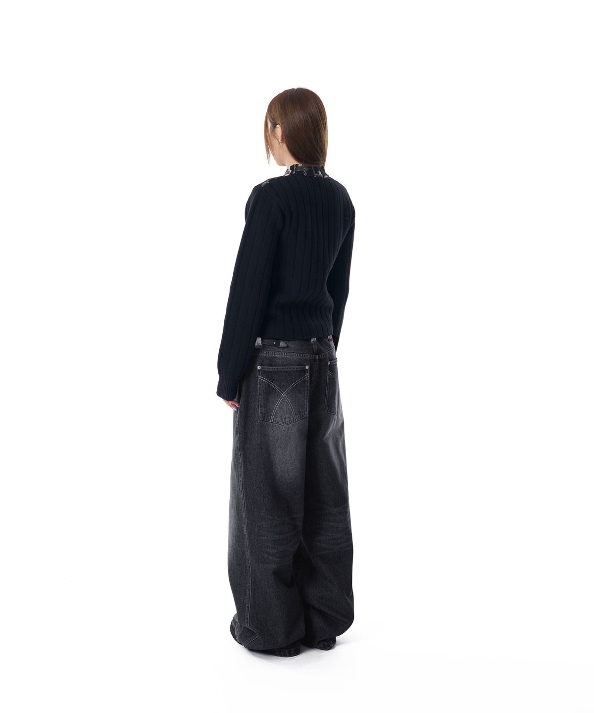 아캄(AAKAM) Contrast Washed Denim Pants (Black)
