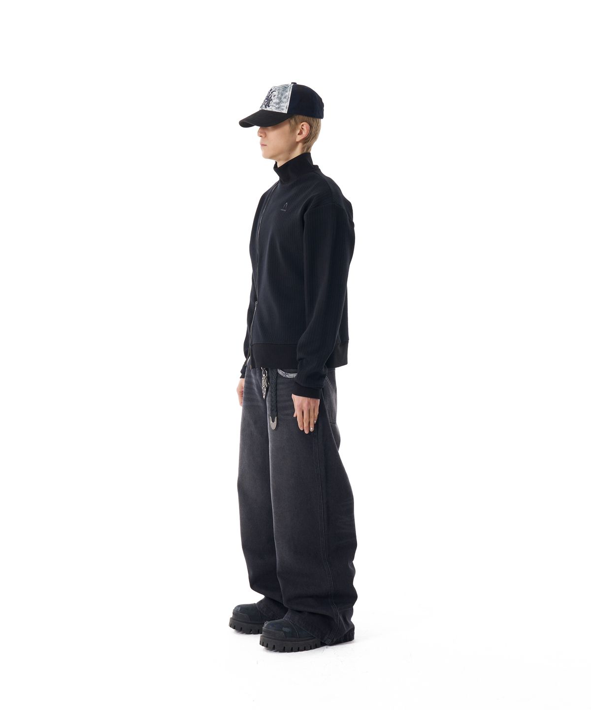 아캄(AAKAM) Contrast Washed Denim Pants (Black)