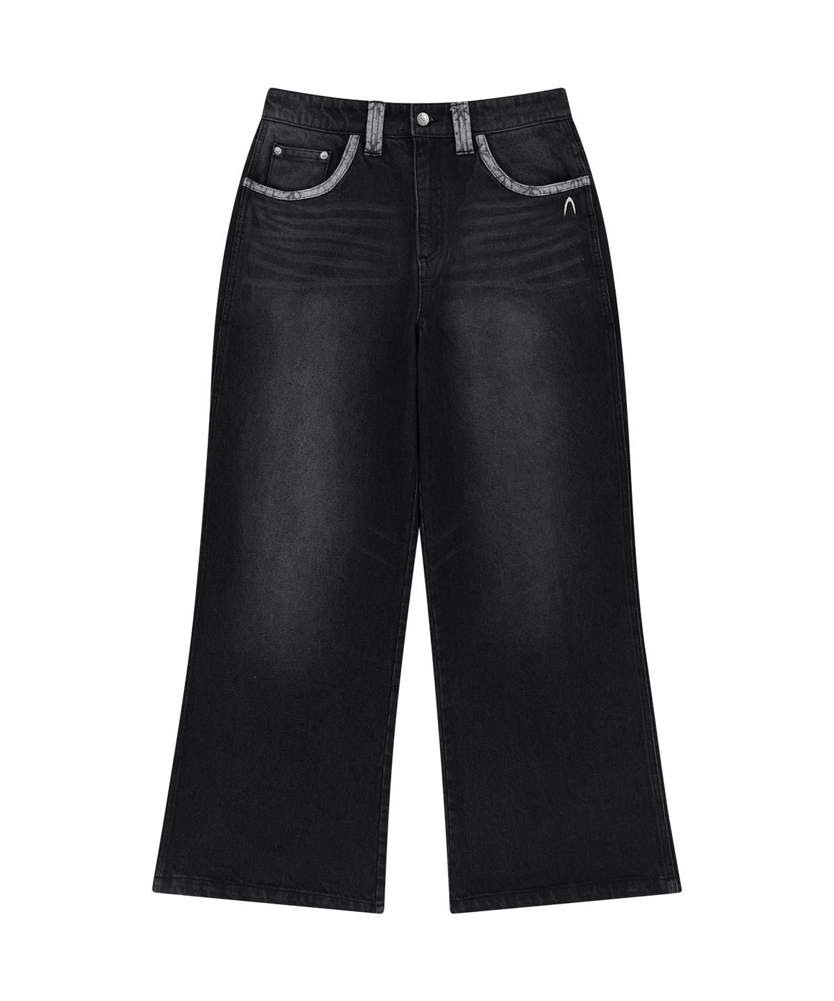 아캄(AAKAM) Contrast Washed Denim Pants (Black)