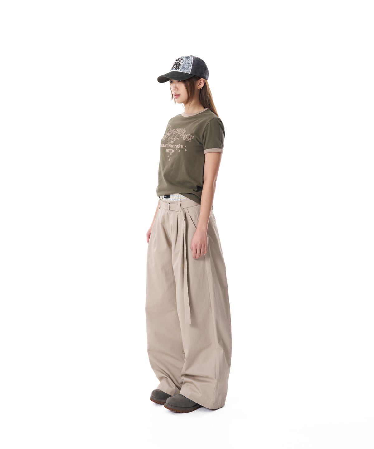 아캄(AAKAM) Western Belted Cotton Pants (Beige)
