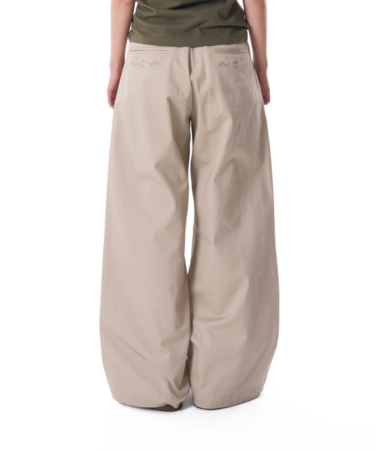 아캄(AAKAM) Western Belted Cotton Pants (Beige)