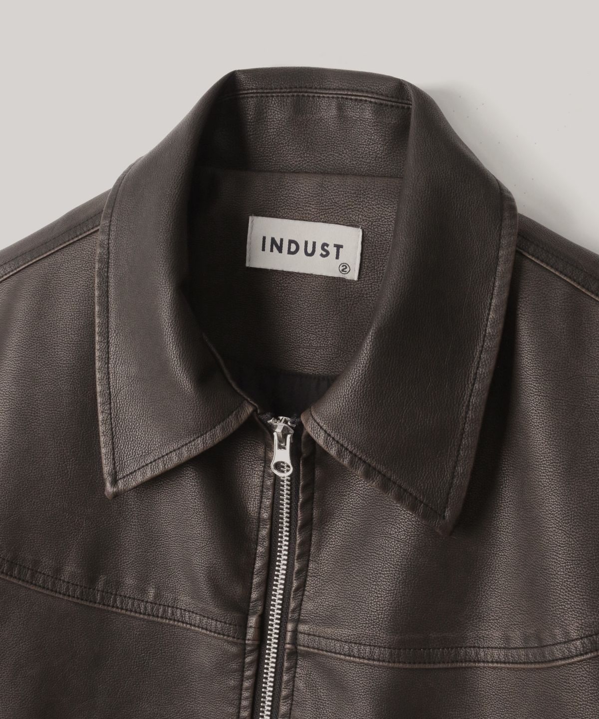 인더스트(INDUST) VTG 워시드 레더 자켓_브라운