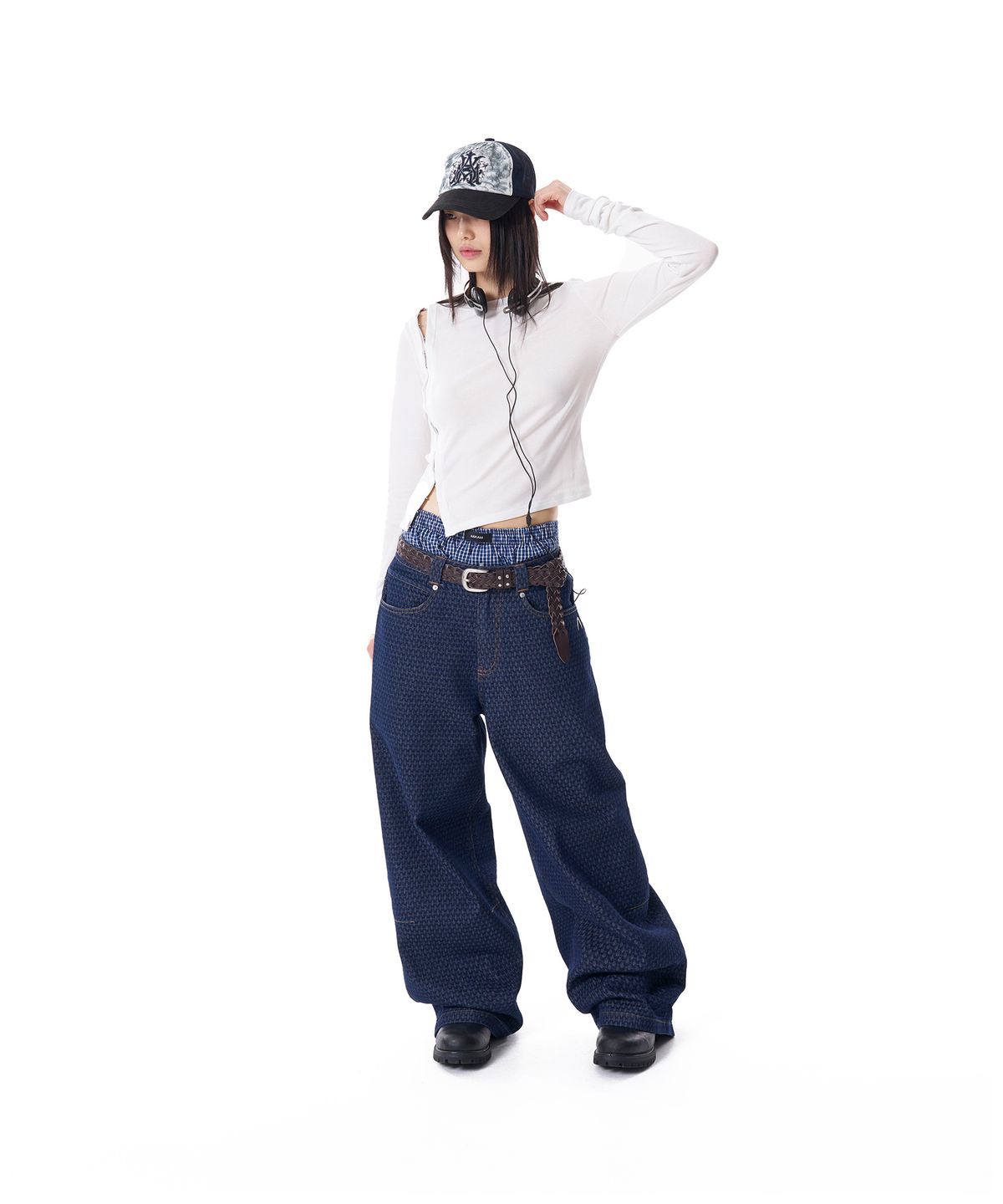 아캄(AAKAM) Check Boxer (Navy)