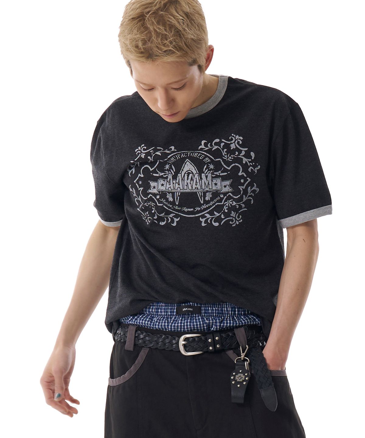 아캄(AAKAM) Check Boxer (Navy)