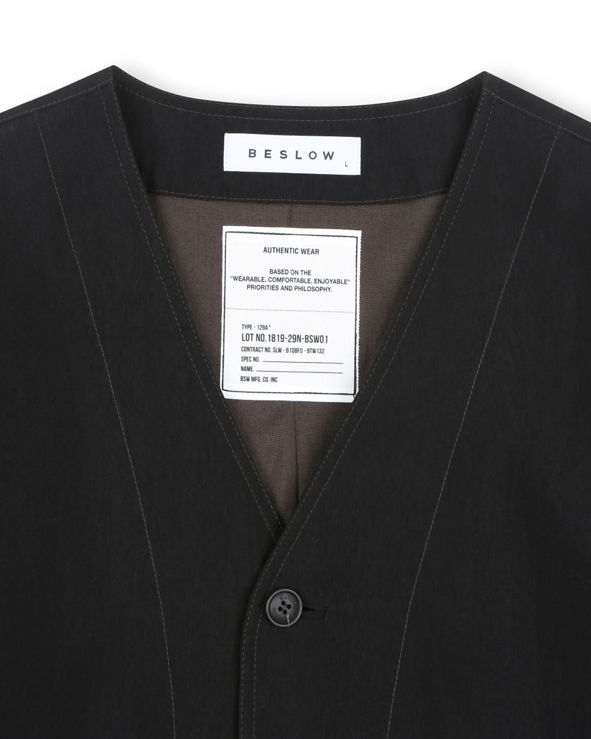 비슬로우(BESLOW) COLLARLESS JACKET LUSTRE BLACK