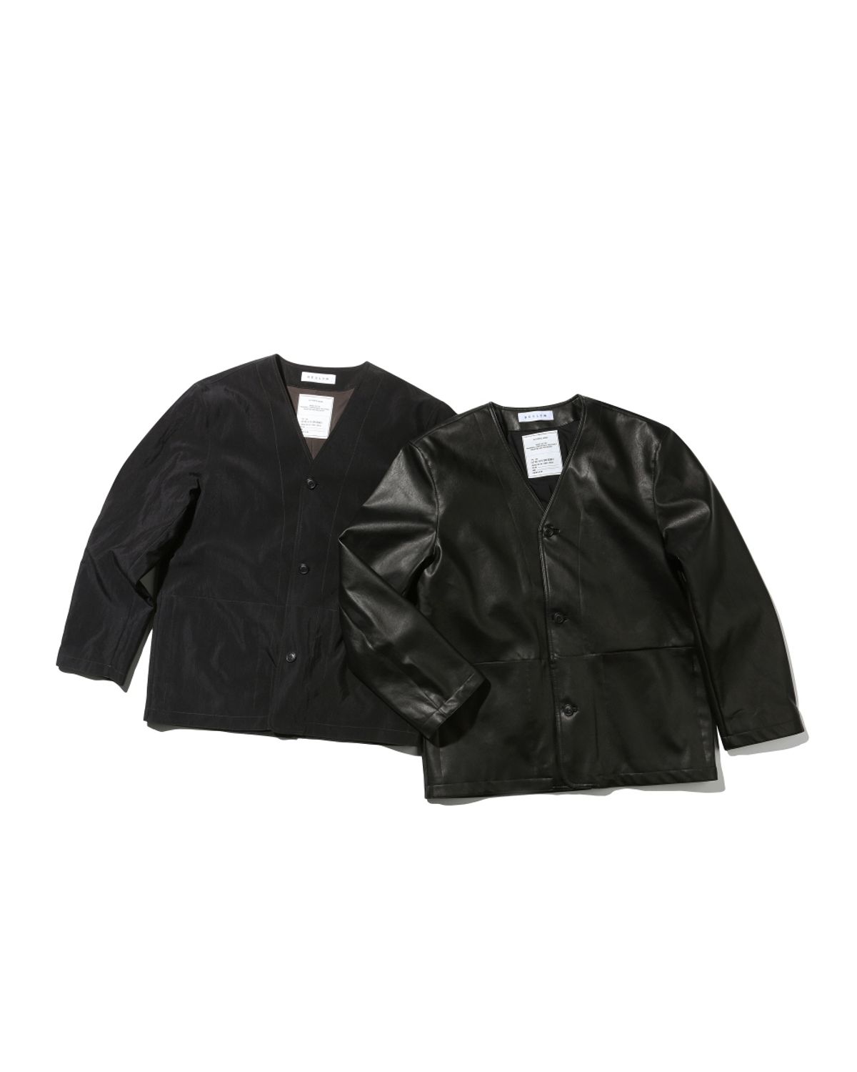 비슬로우(BESLOW) COLLARLESS JACKET LEATHER BLACK