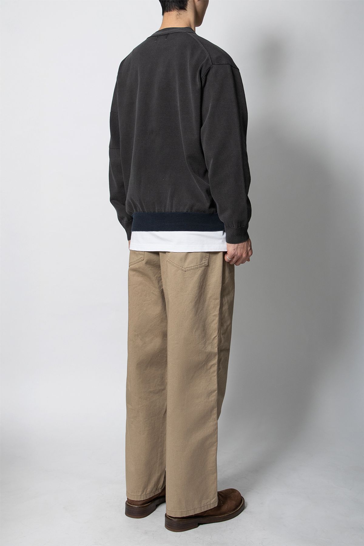 홀리선(HORLISUN) Eliot Garment Dyeing Knit Cardigan Charcoal