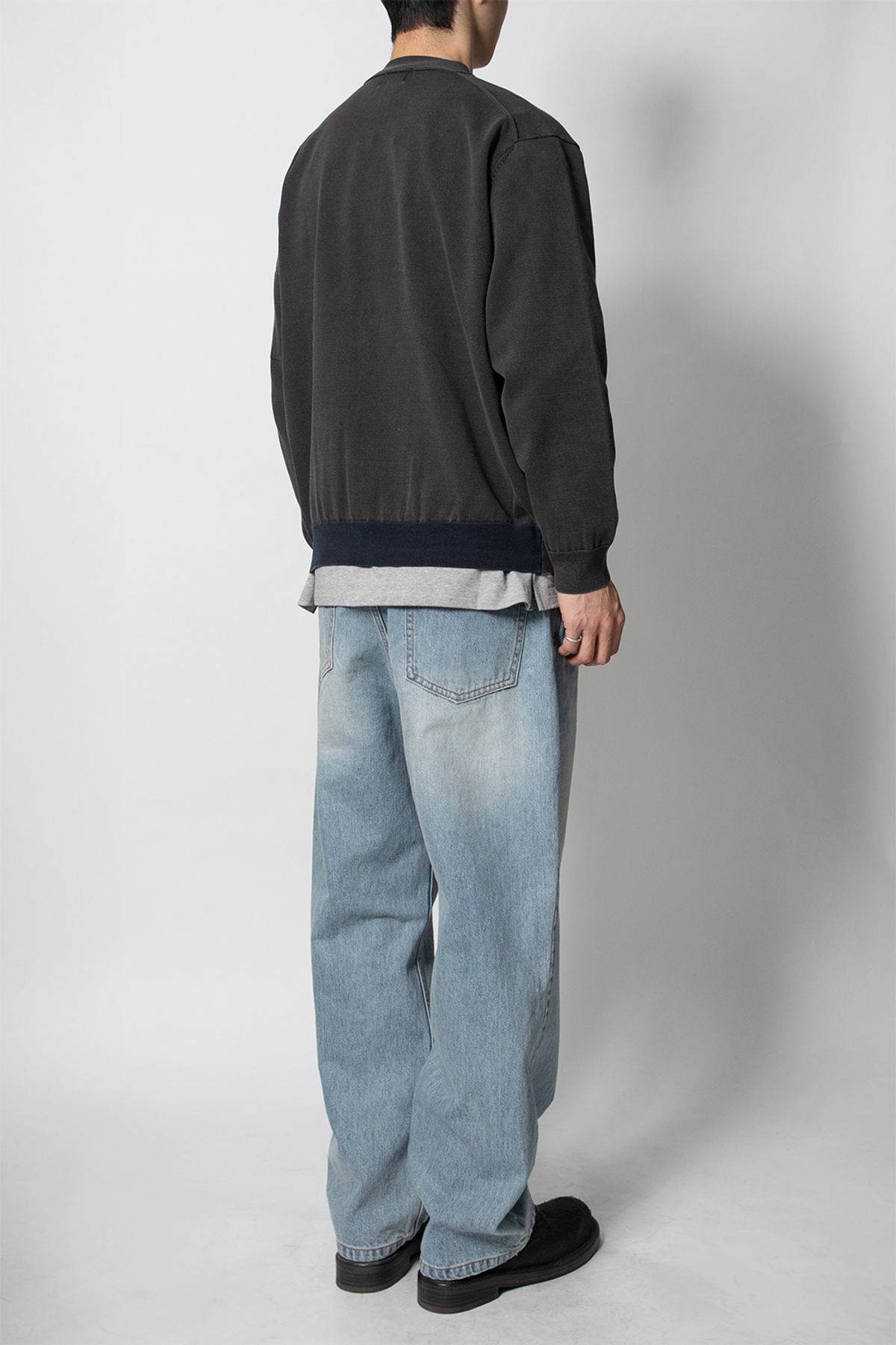 홀리선(HORLISUN) Eliot Garment Dyeing Knit Cardigan Indigo Navy