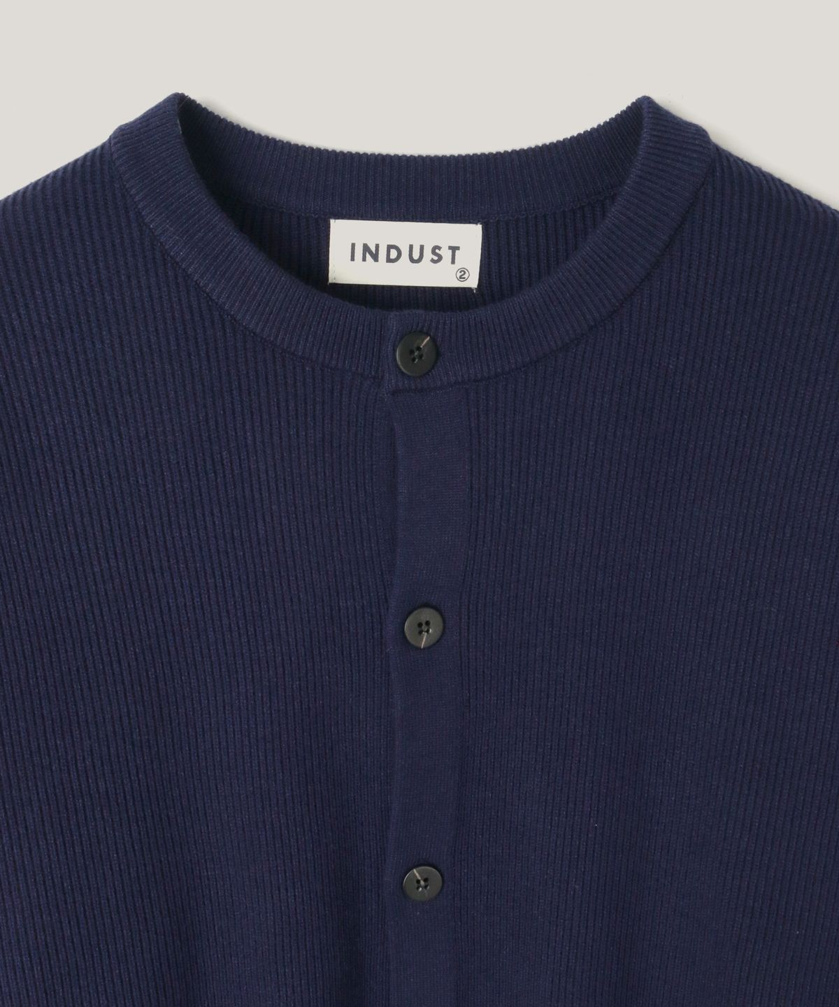 인더스트(INDUST) 에센셜 라운드 니트 가디건_네이비
