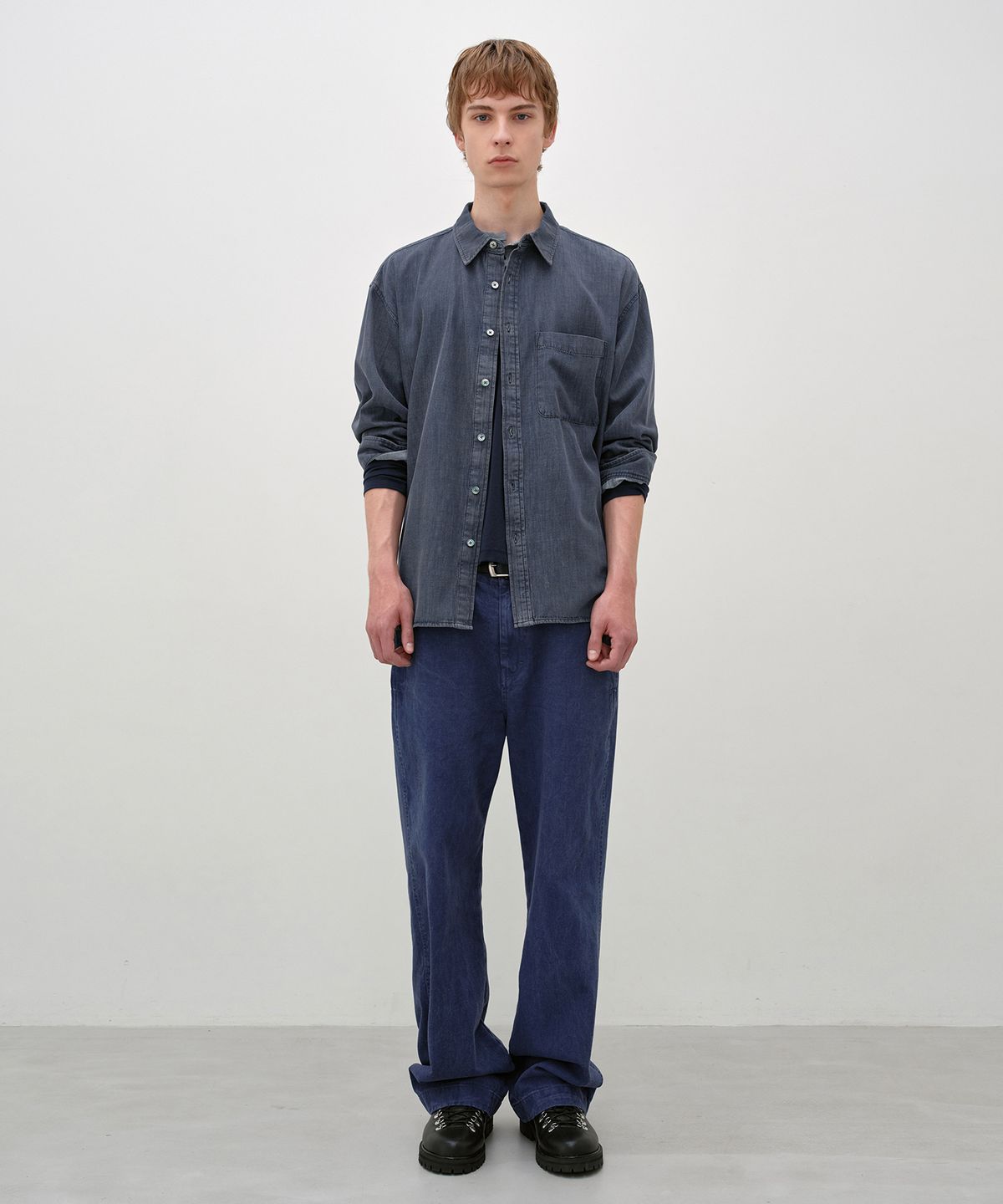 인사일런스(INSILENCE) 빈티지 워시드 데님 셔츠 VINTAGE INDIGO