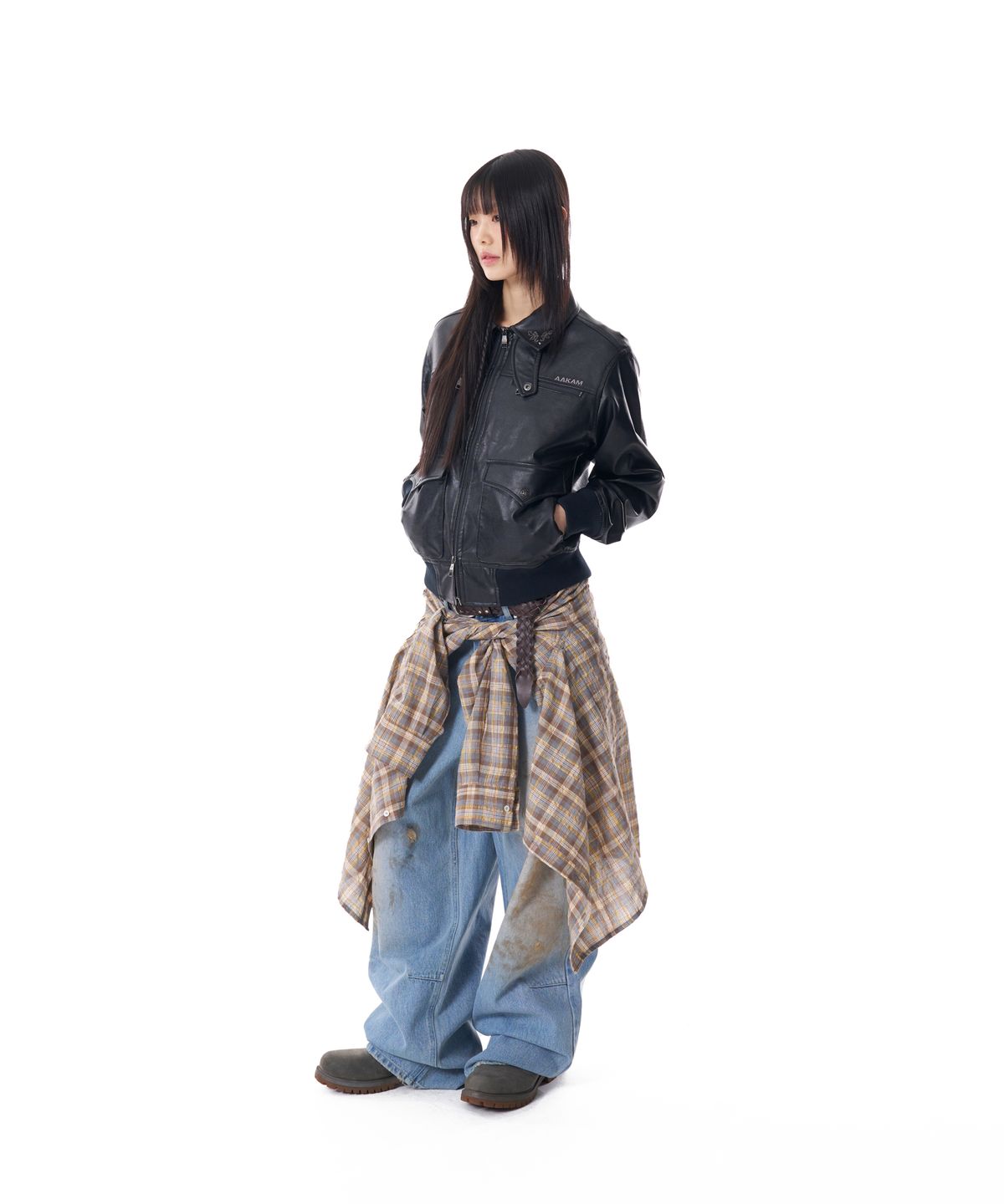 아캄(AAKAM) Western Vintage Check Shirts (Yellow)