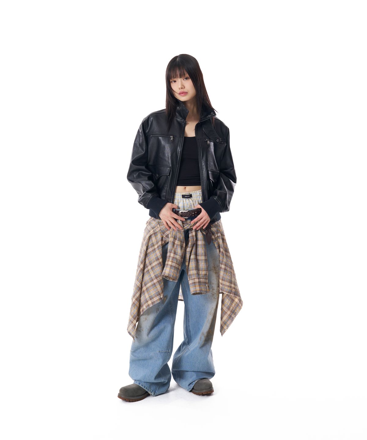 아캄(AAKAM) Western Vintage Check Shirts (Yellow)