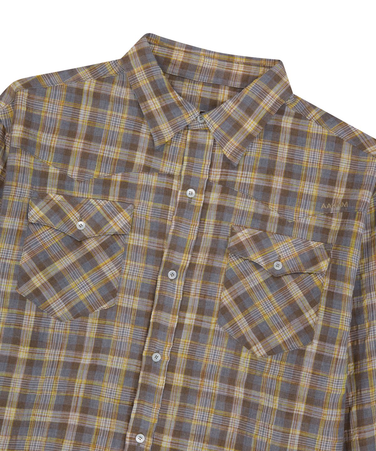 아캄(AAKAM) Western Vintage Check Shirts (Yellow)