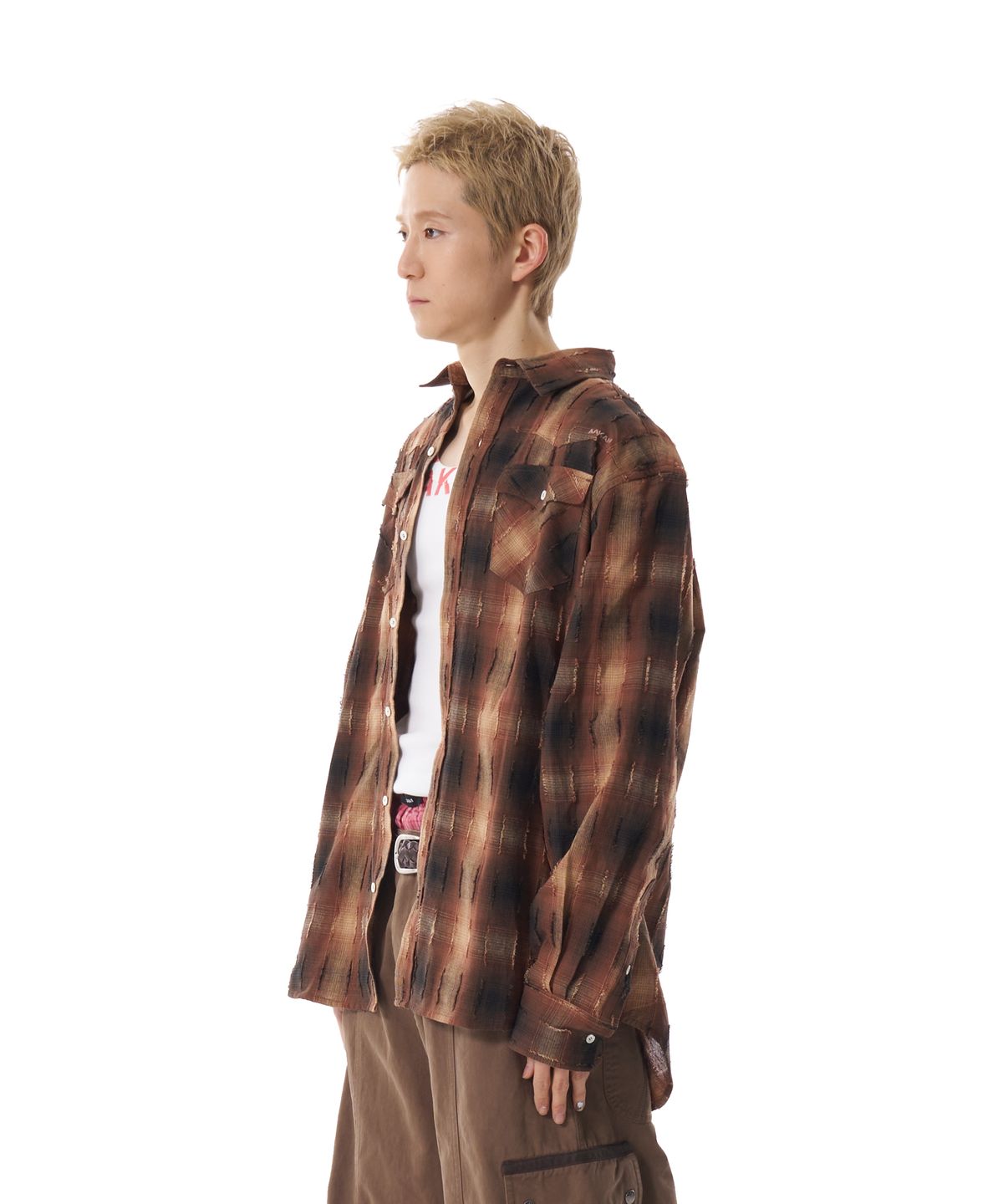 아캄(AAKAM) Western Vintage Check Shirts (Brown)