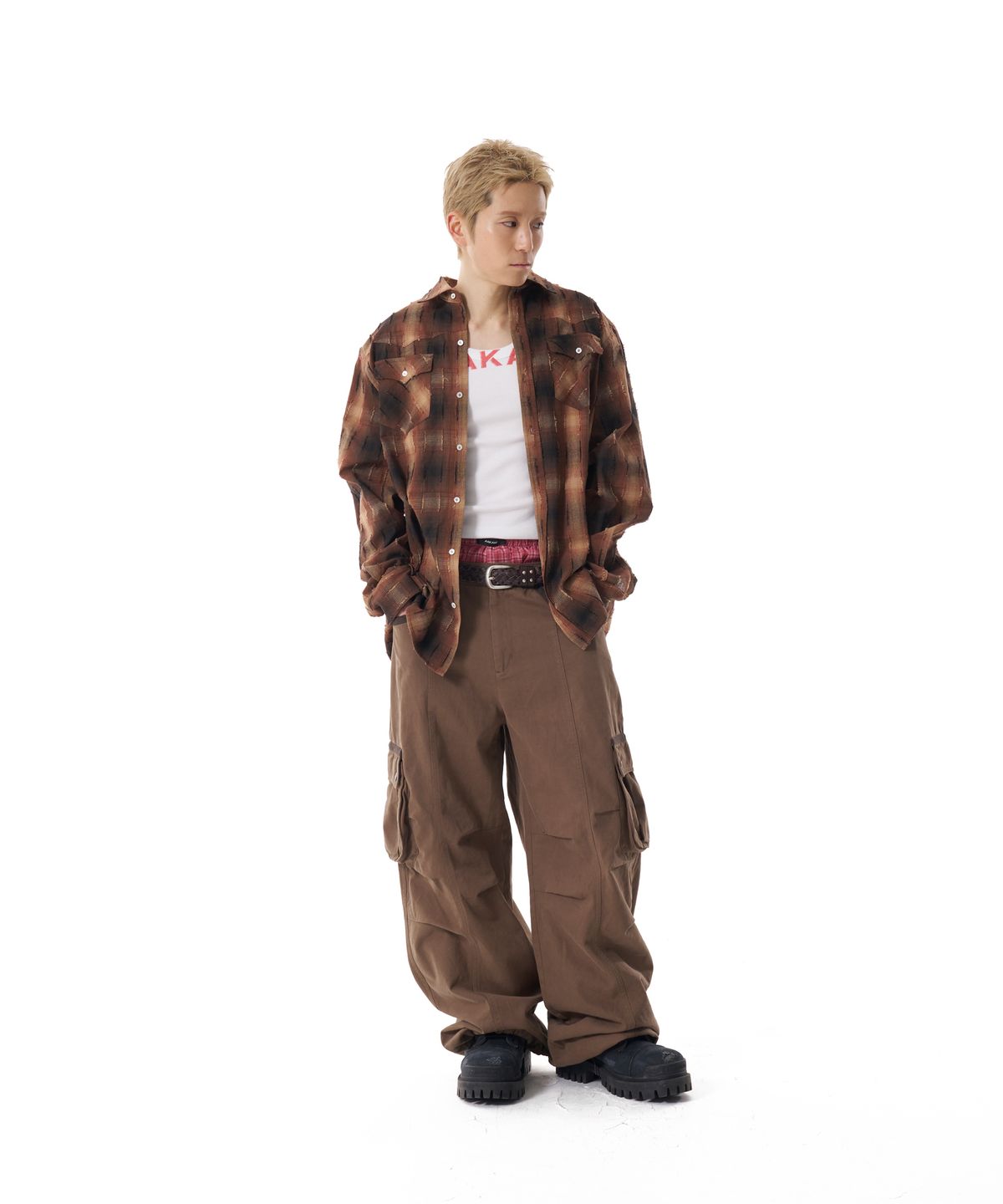 아캄(AAKAM) Western Vintage Check Shirts (Brown)