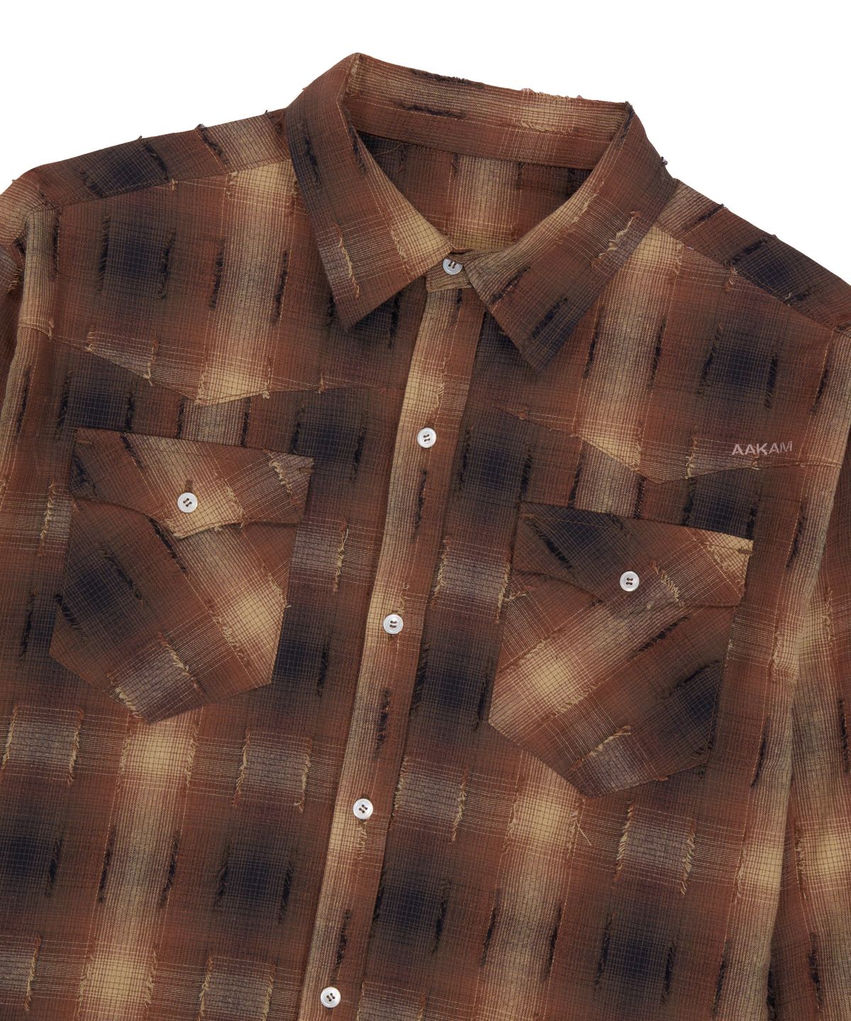 아캄(AAKAM) Western Vintage Check Shirts (Brown)