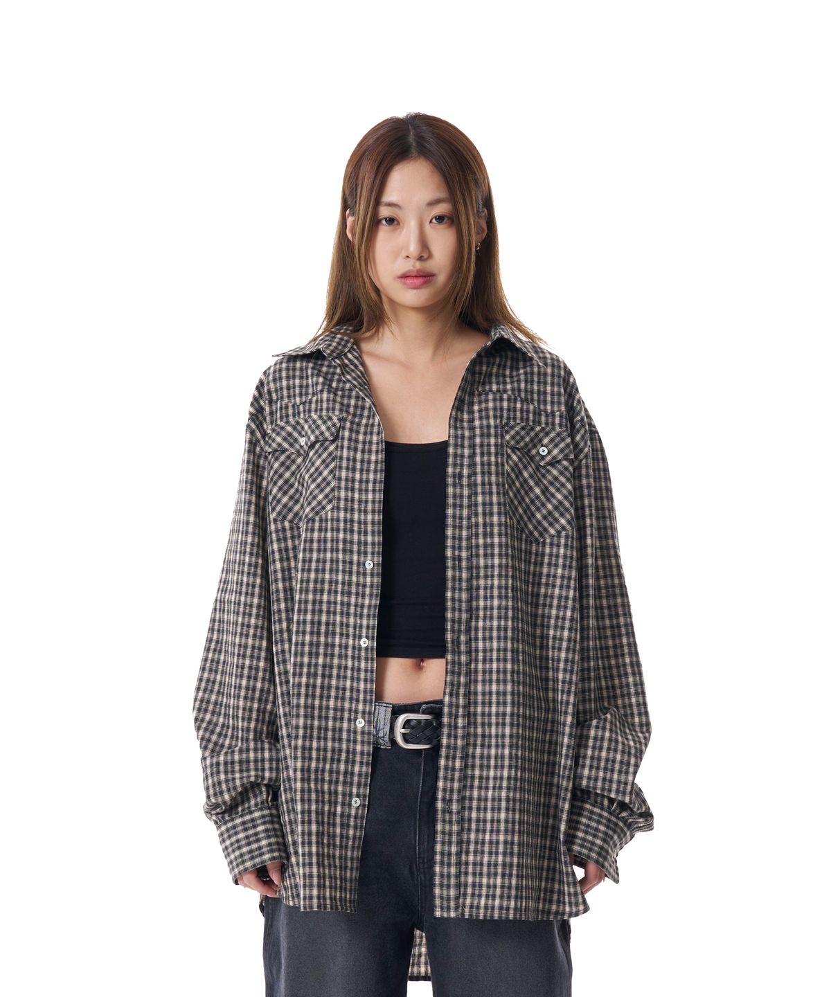 아캄(AAKAM) Western Vintage Check Shirts (Black)