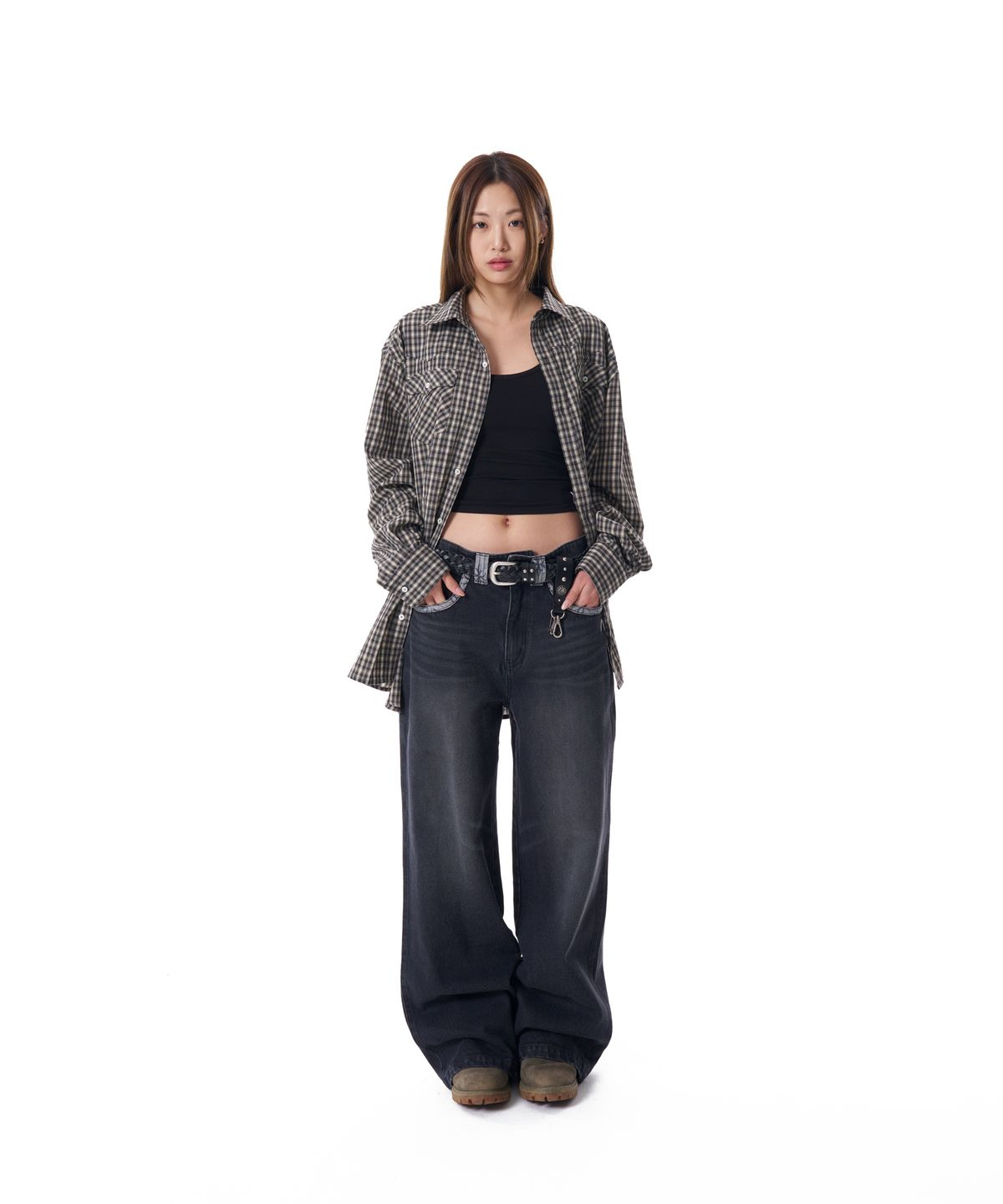 아캄(AAKAM) Western Vintage Check Shirts (Black)