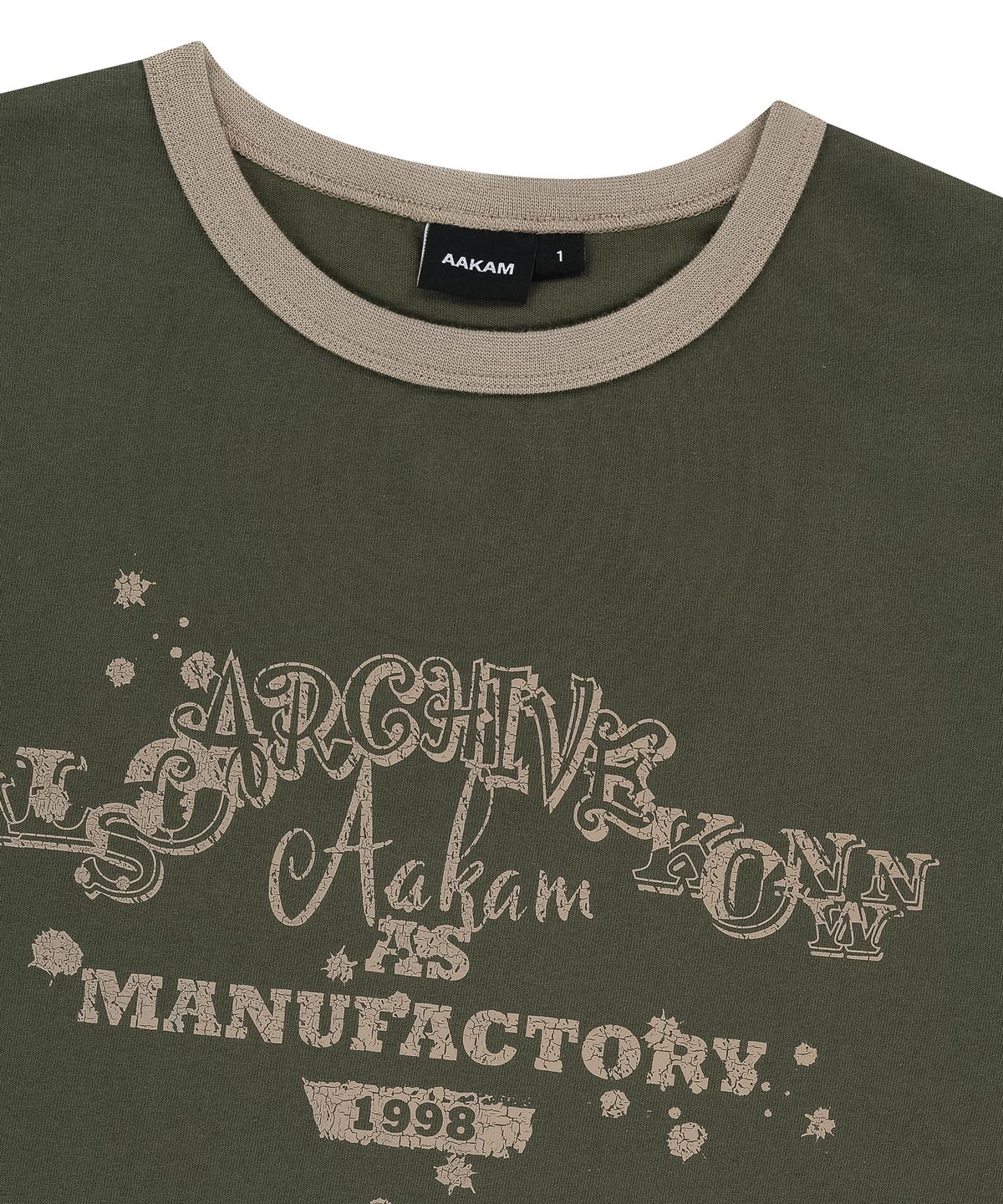 아캄(AAKAM) VTG Ink Ringer Top (Khaki)