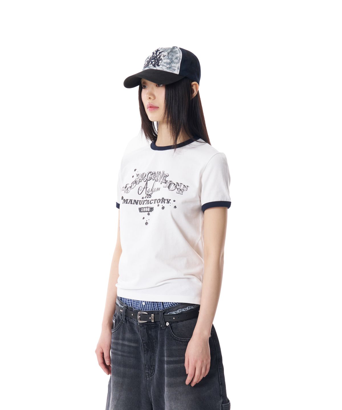 아캄(AAKAM) VTG Ink Ringer Top (Ivory)