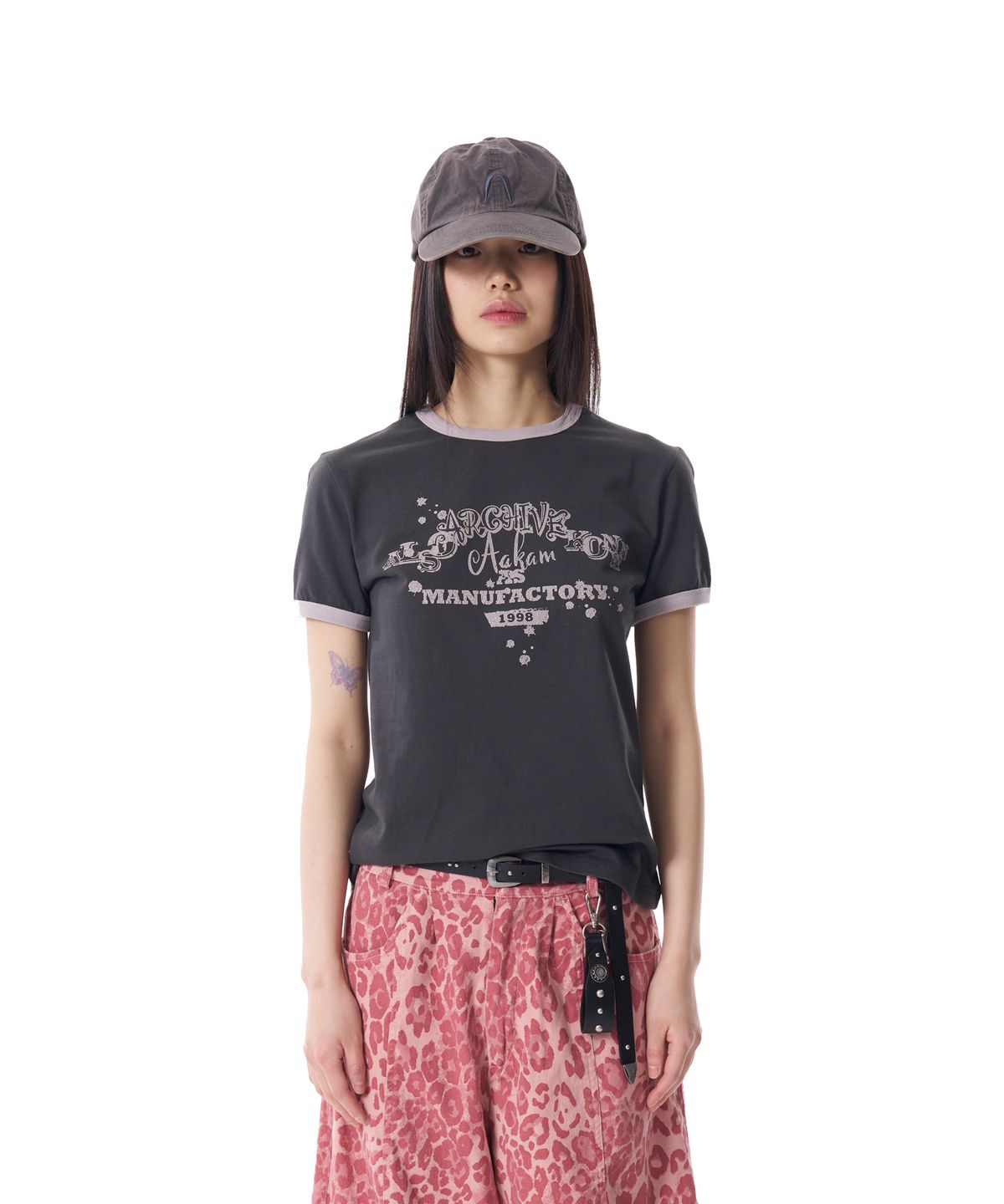 아캄(AAKAM) VTG Ink Ringer Top (Dark Gray)
