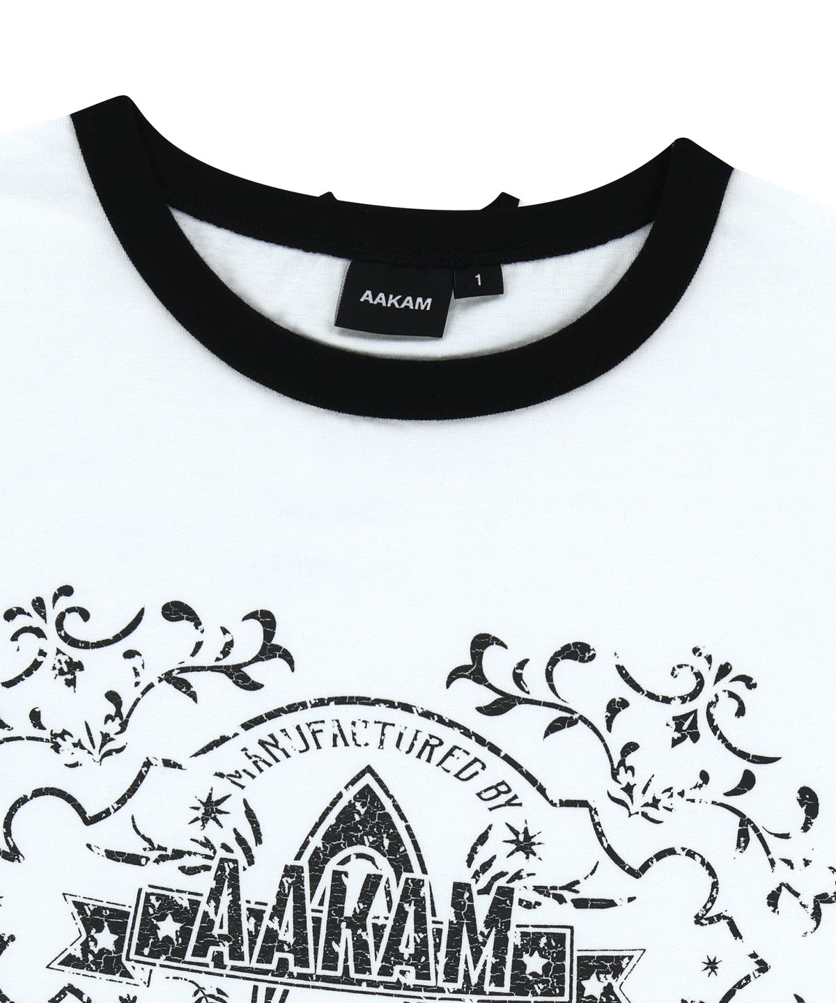 아캄(AAKAM) Stamp Printed Ringer Top (White)