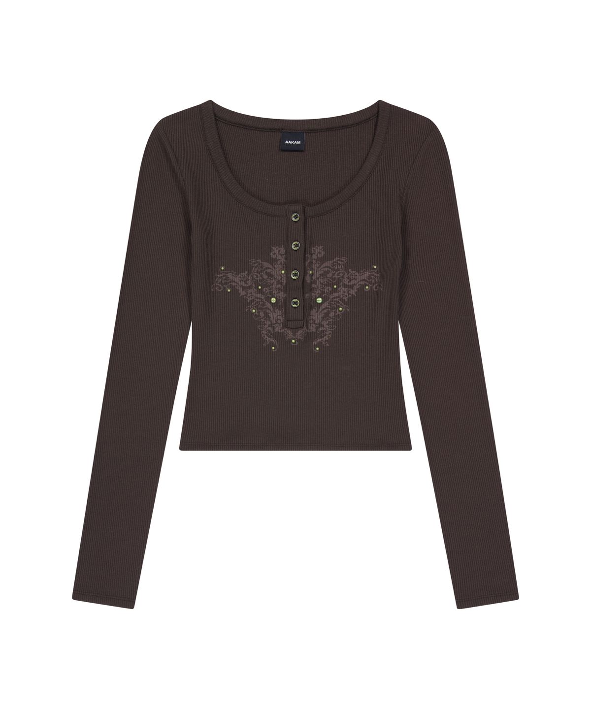 아캄(AAKAM) Studded Button Long Sleeve (Brown)