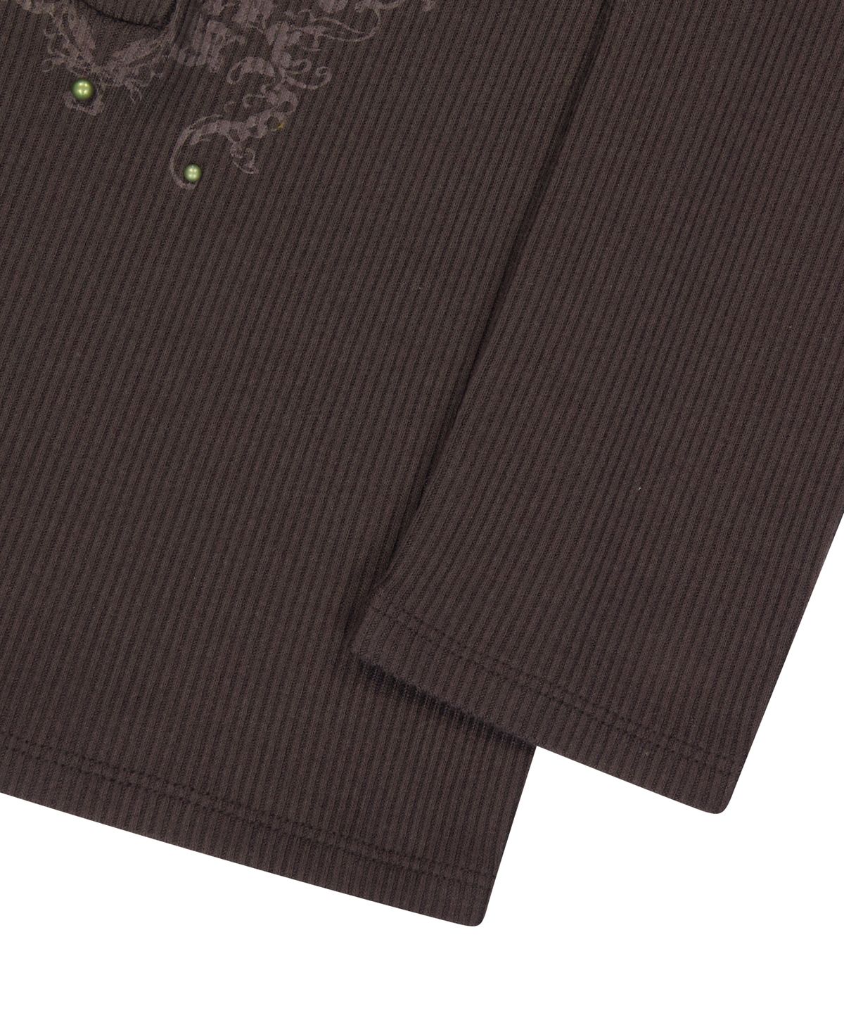 아캄(AAKAM) Studded Button Long Sleeve (Brown)