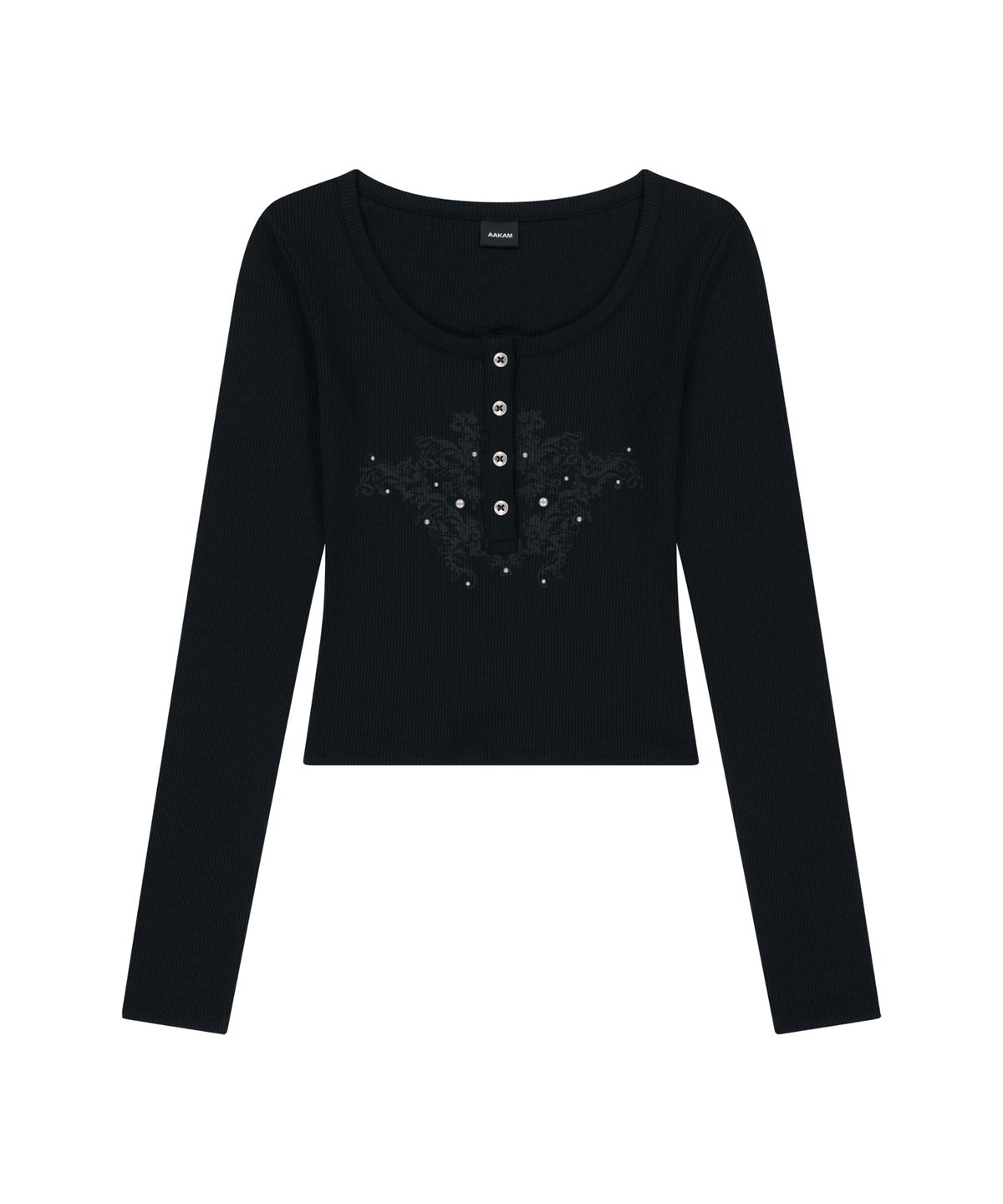 아캄(AAKAM) Studded Button Long Sleeve (Black)