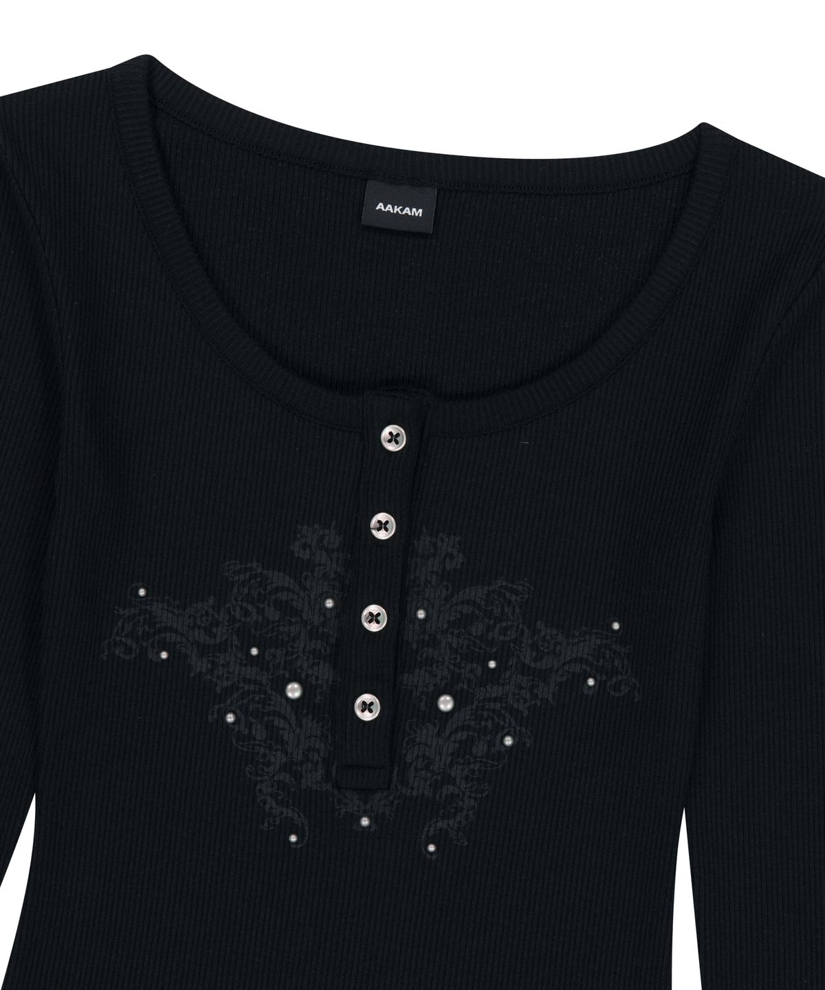 아캄(AAKAM) Studded Button Long Sleeve (Black)