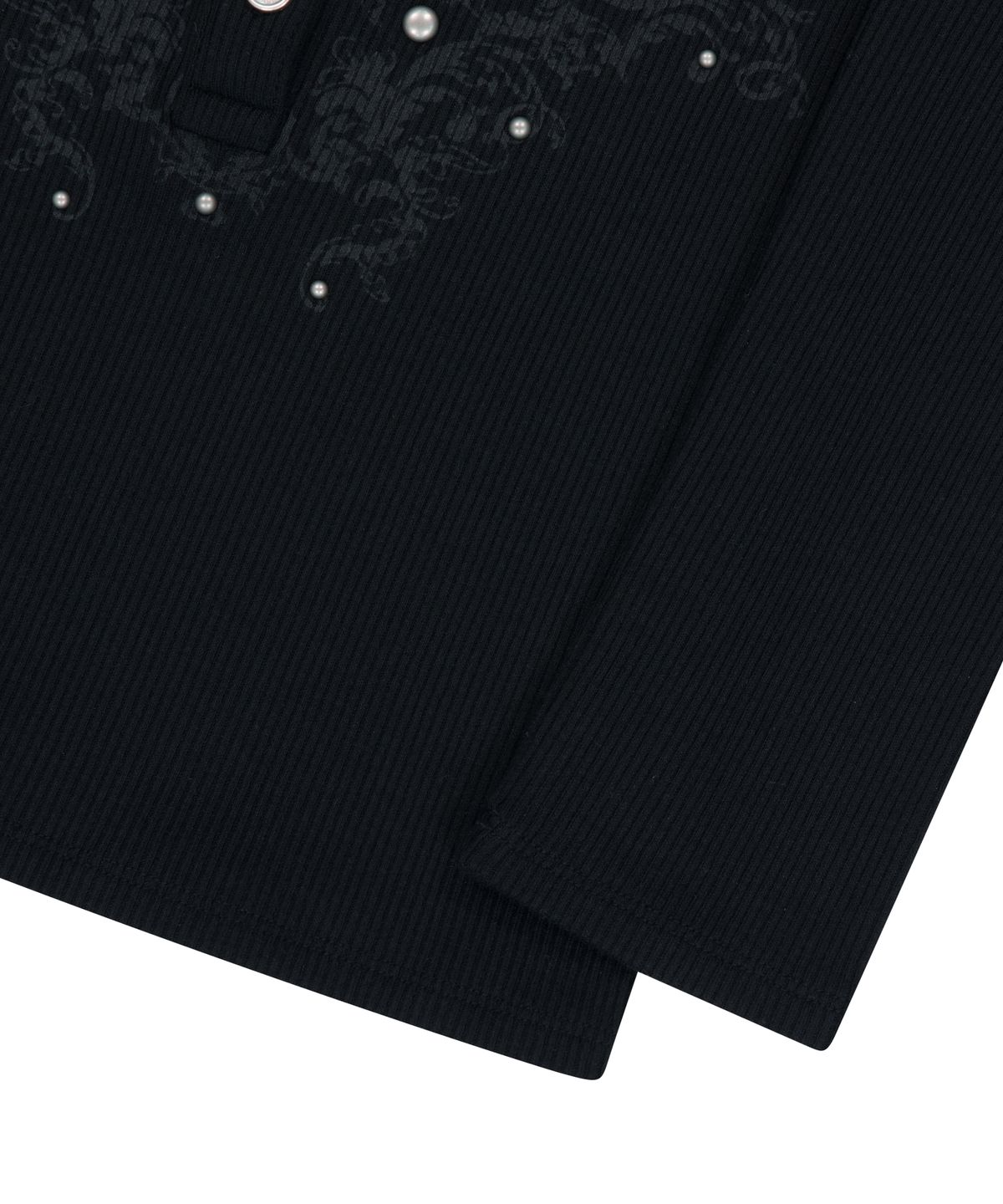 아캄(AAKAM) Studded Button Long Sleeve (Black)