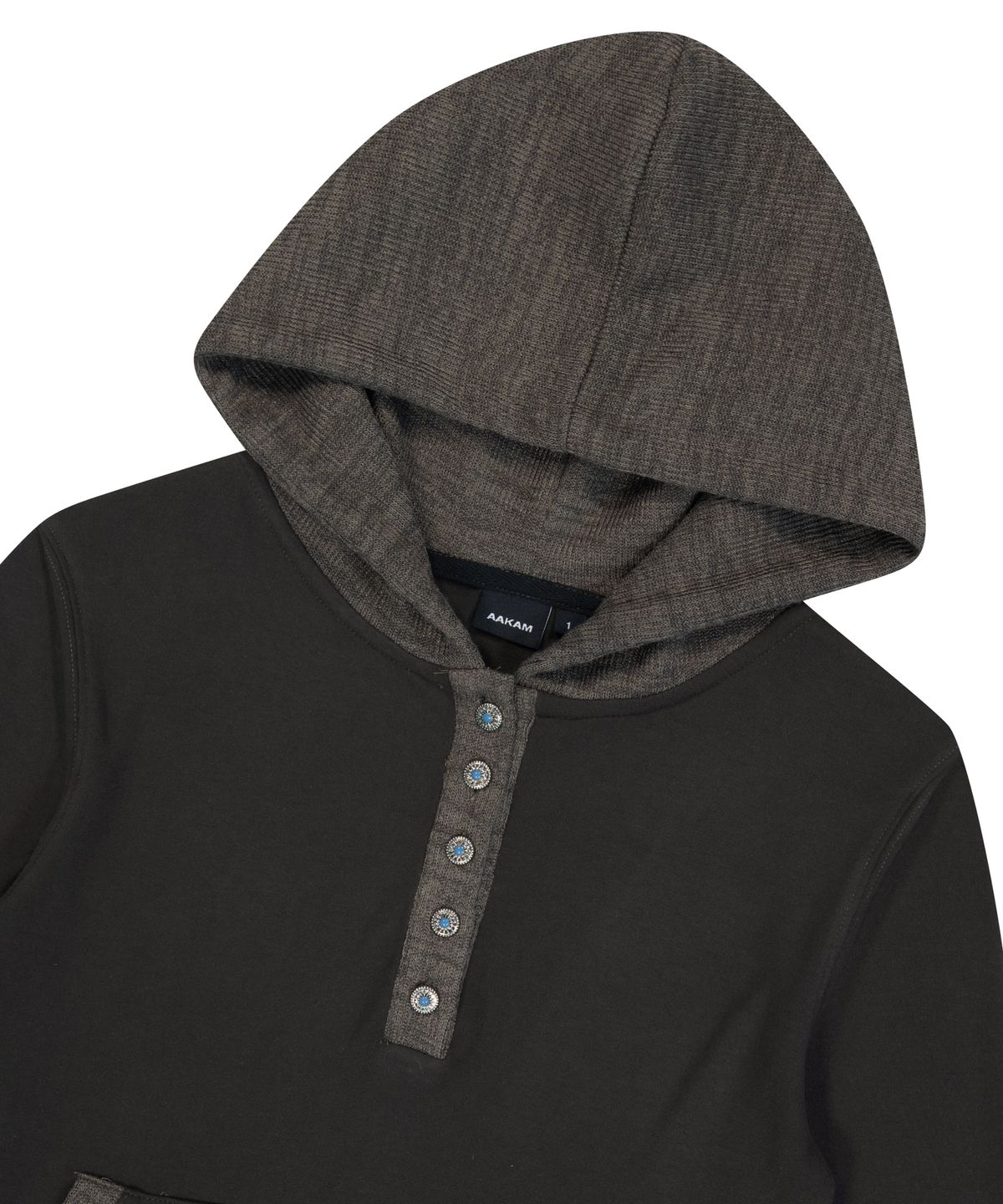 아캄(AAKAM) Contrast Logo Button Hoodie (Brown)