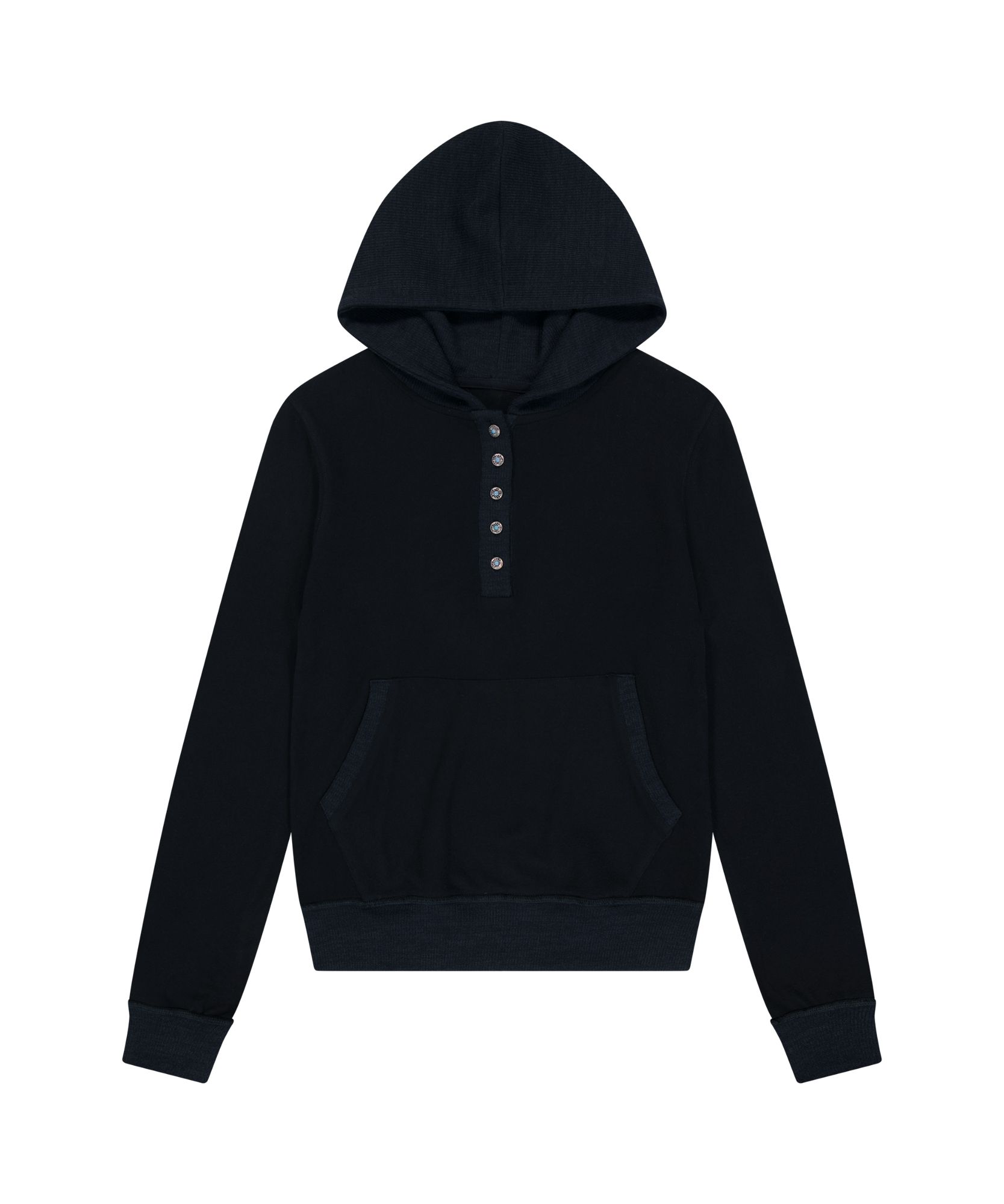 MUSINSA公式 | AAKAM Contrast Logo Button Hoodie (Black)