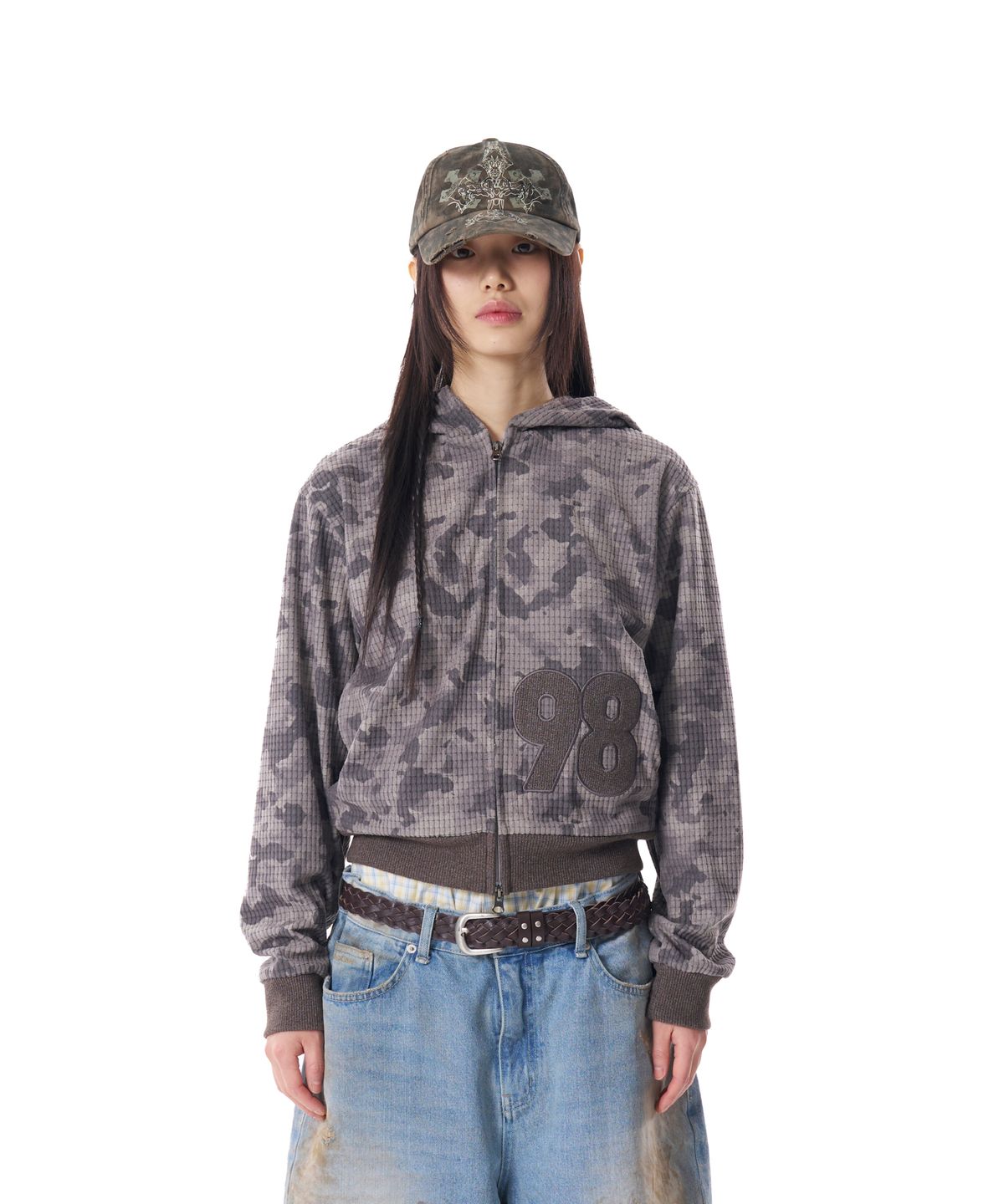 아캄(AAKAM) 98 Patch Camouflage Zip-Up Hoodie (Gray)