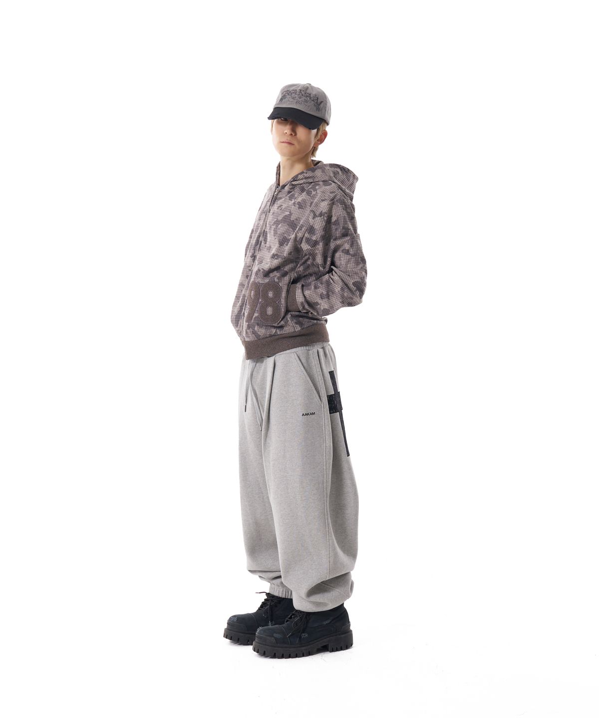 아캄(AAKAM) 98 Patch Camouflage Zip-Up Hoodie (Gray)