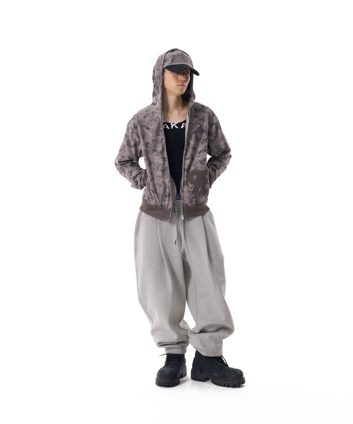아캄(AAKAM) 98 Patch Camouflage Zip-Up Hoodie (Gray)
