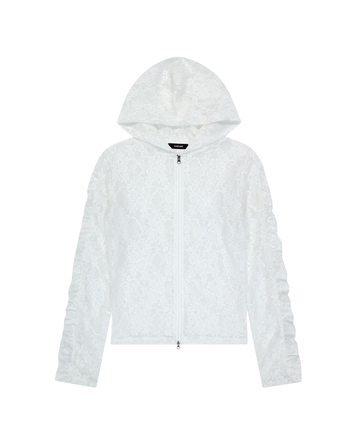 아캄(AAKAM) Laced Zip-Up Hoodie (White)