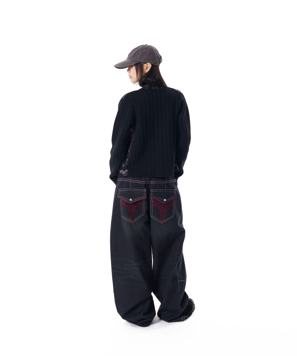 아캄(AAKAM) Camouflage Knit Zip-Up Cardigan (Black)