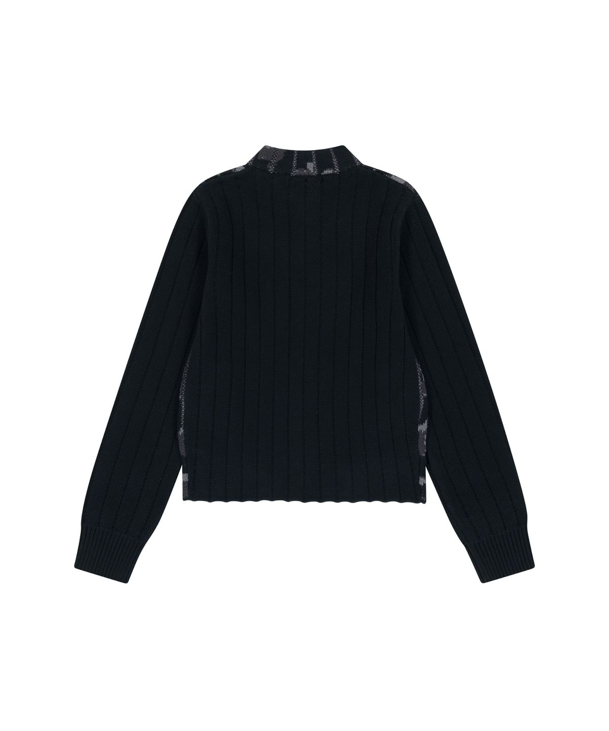 아캄(AAKAM) Camouflage Knit Zip-Up Cardigan (Black)