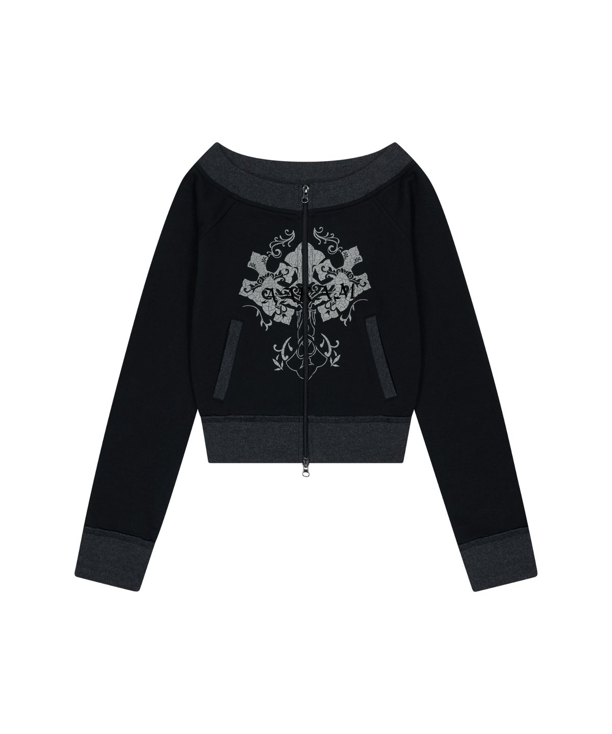 아캄(AAKAM) CROS2 Off-shoulder Zip-Up (Black)