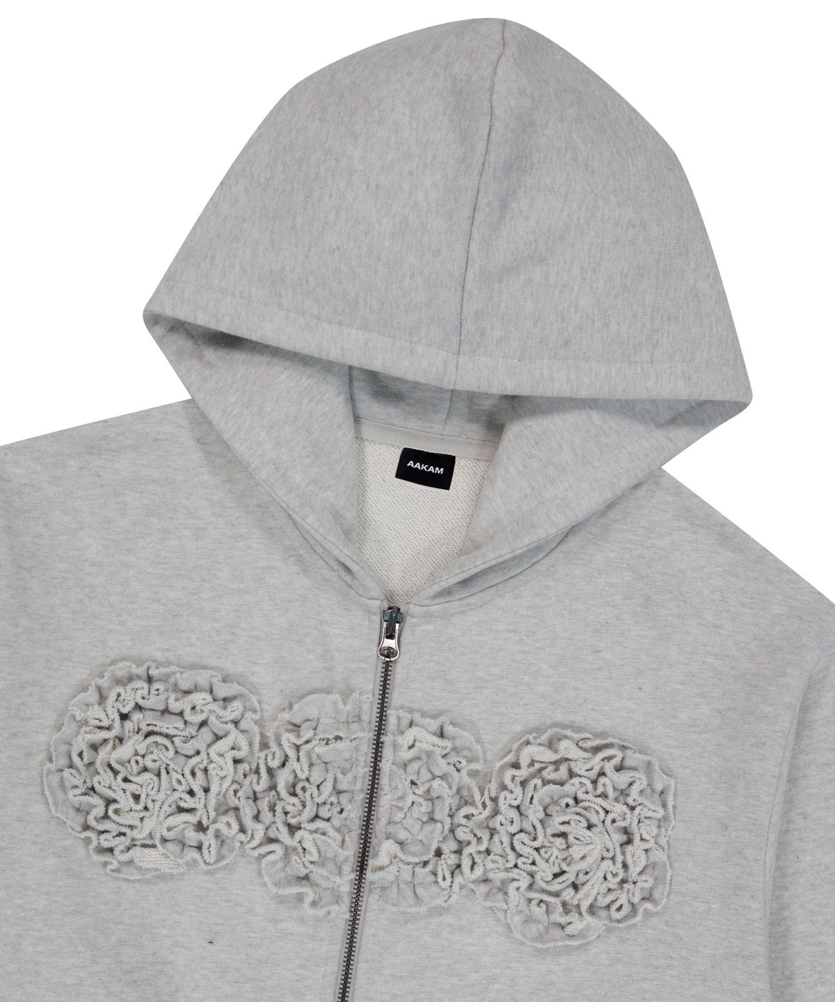 아캄(AAKAM) Flowers Zip-Up Hoodie (Gray)