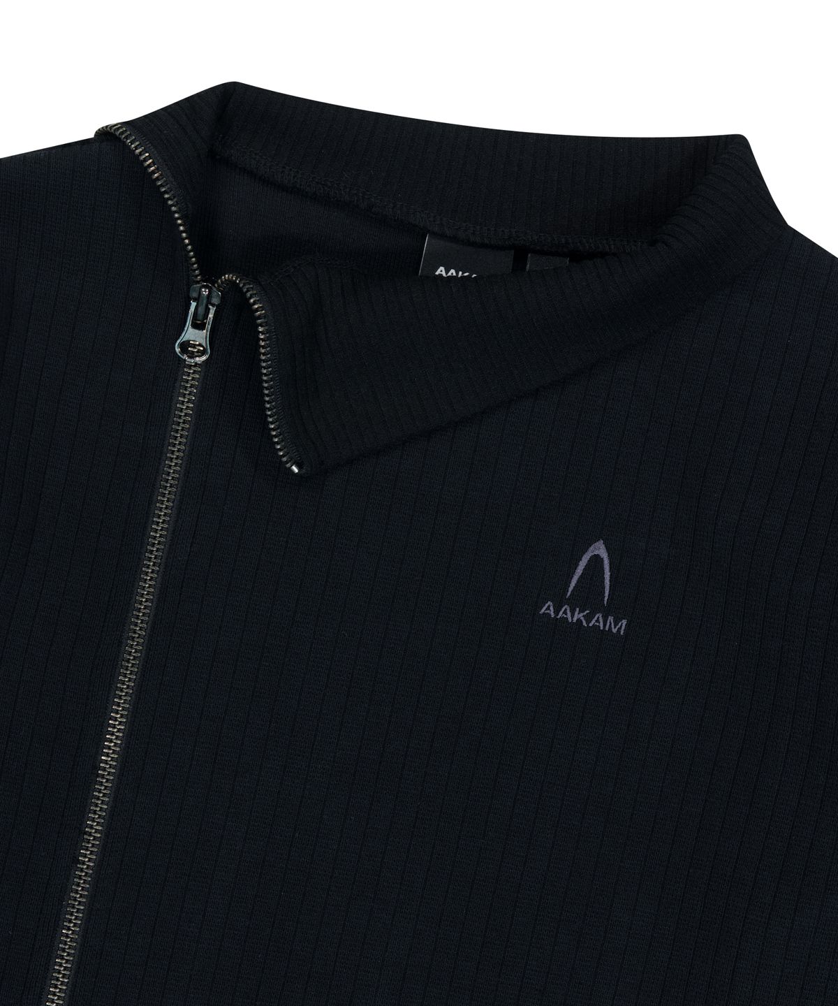 아캄(AAKAM) Side Neck Zip-Up (Black)