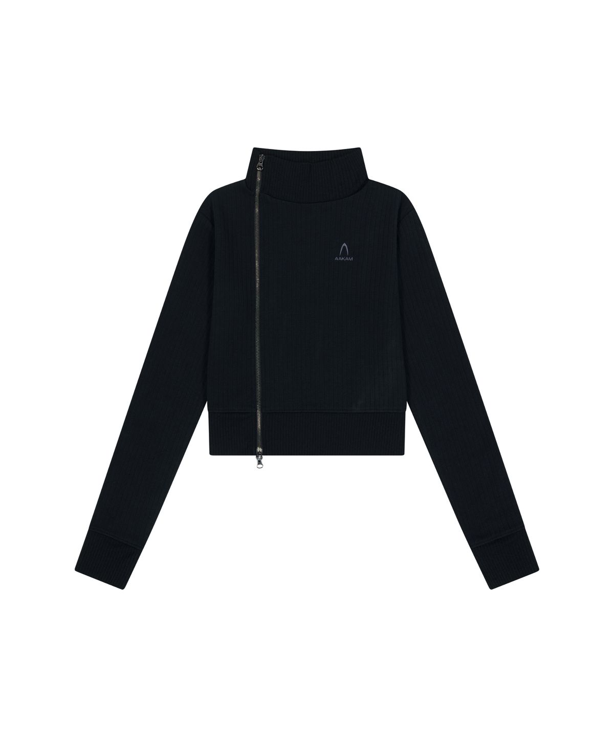아캄(AAKAM) Side Neck Zip-Up (Black)