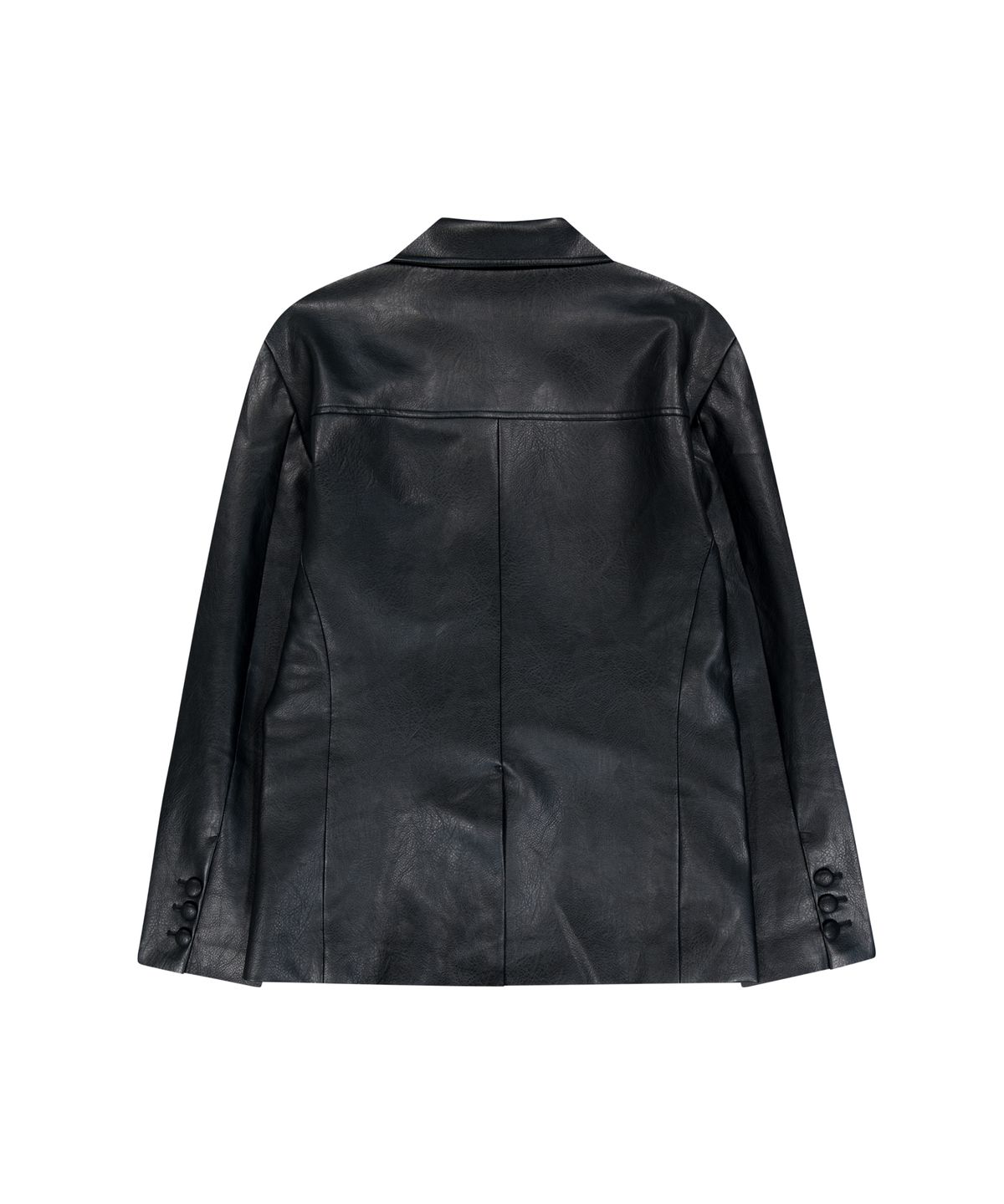 아캄(AAKAM) 3-Button Leather Blazer (Black)
