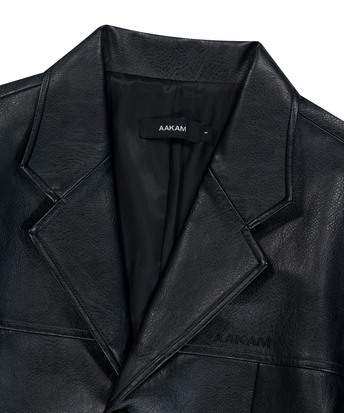 아캄(AAKAM) 3-Button Leather Blazer (Black)