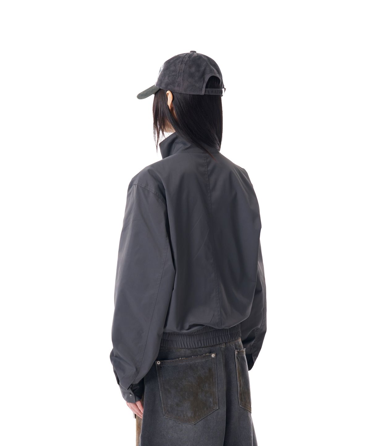 아캄(AAKAM) High-Neck Button Jacket (Dark Gray)